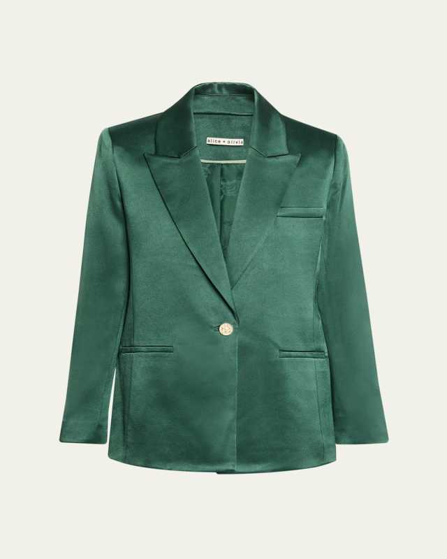 Silas Satin Single-Breasted Blazer